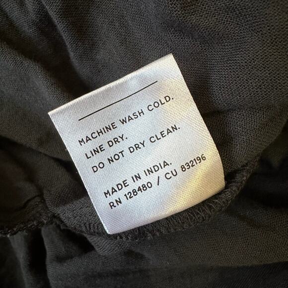 PACT Cropped Pants Black Wrinkled High Rise Wide Leg Lagenlook Goth - Picture 11 of 14